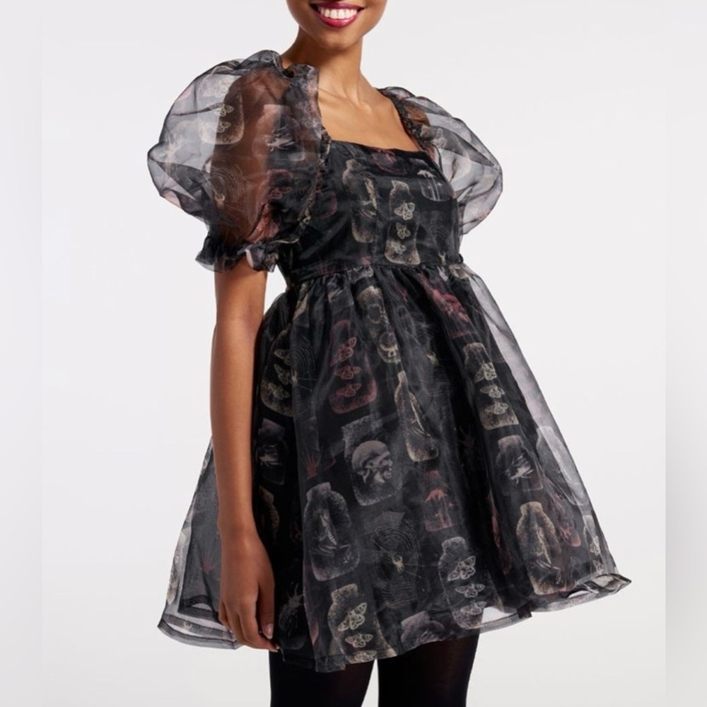 NWT ModCloth Black Friday from the Creepy Collection.Fem Goth Babydoll.Size 10
